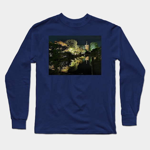 Toji temple reflection Long Sleeve T-Shirt by ellaine13